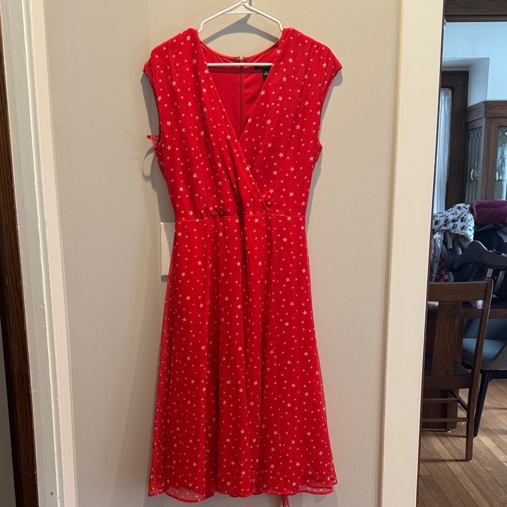 Roz & Ali Red Star-Patterned Midi Dress